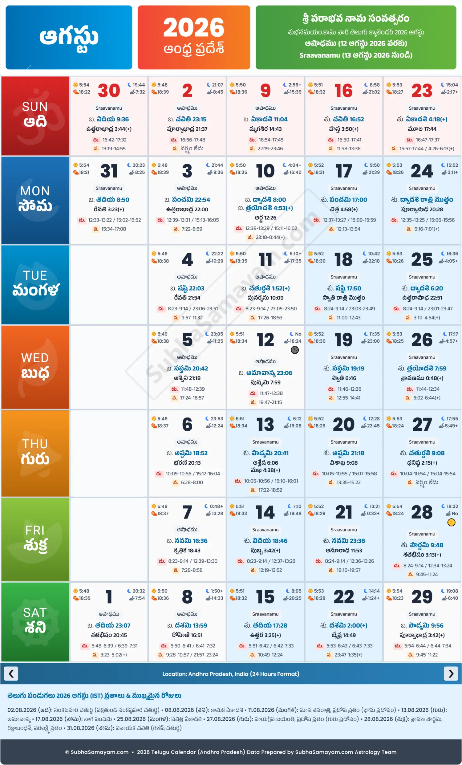 August Calendar
